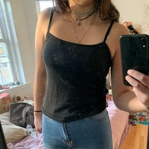 black sweater material tank